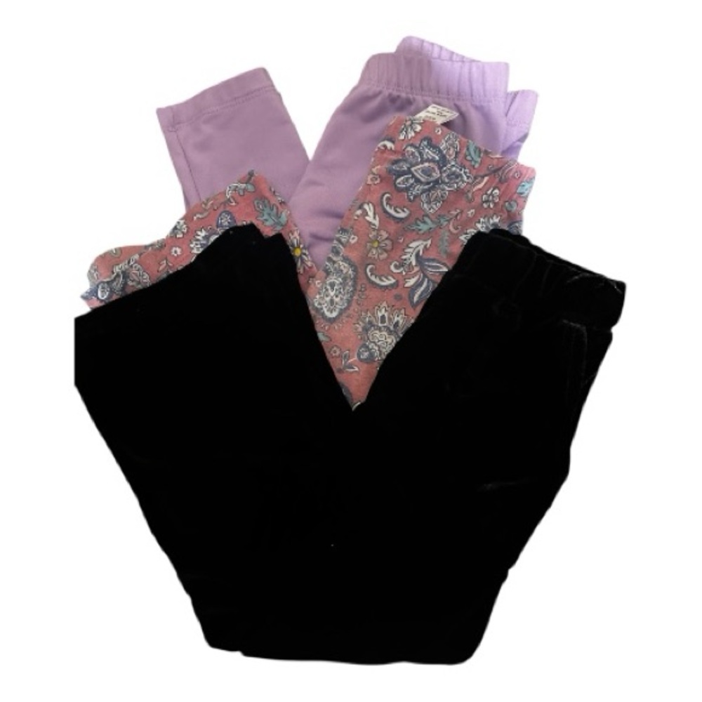 Women's Mixed-Color Pants Bundle - Black Velvet & Lavender Floral